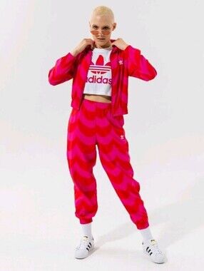 NWT Adidas Marimekko Womens' Pink/Red Wave Track Pants Size Medium